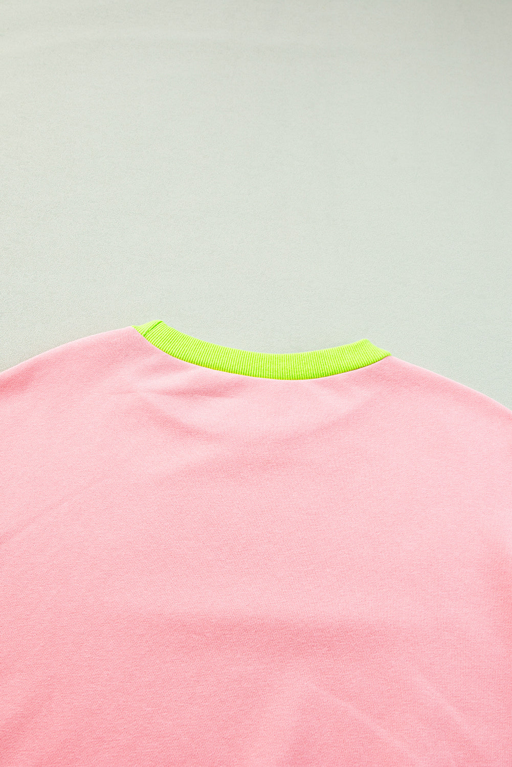 Pink Colorblock Bubble Sleeve Sweatshirt