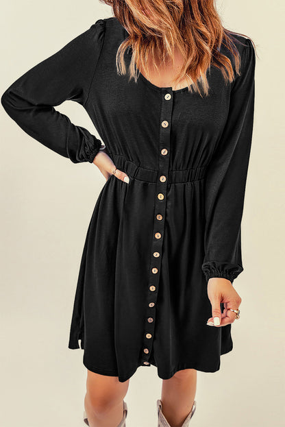 Casual Round Neck Print Long Sleeve Dress