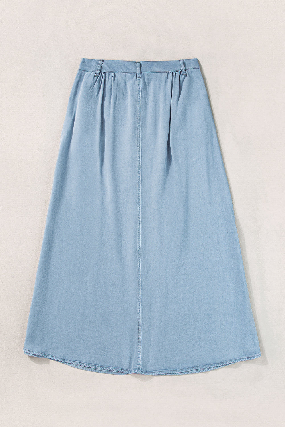 Buttoned Cotton and Linen High-Low A-Line Skirt