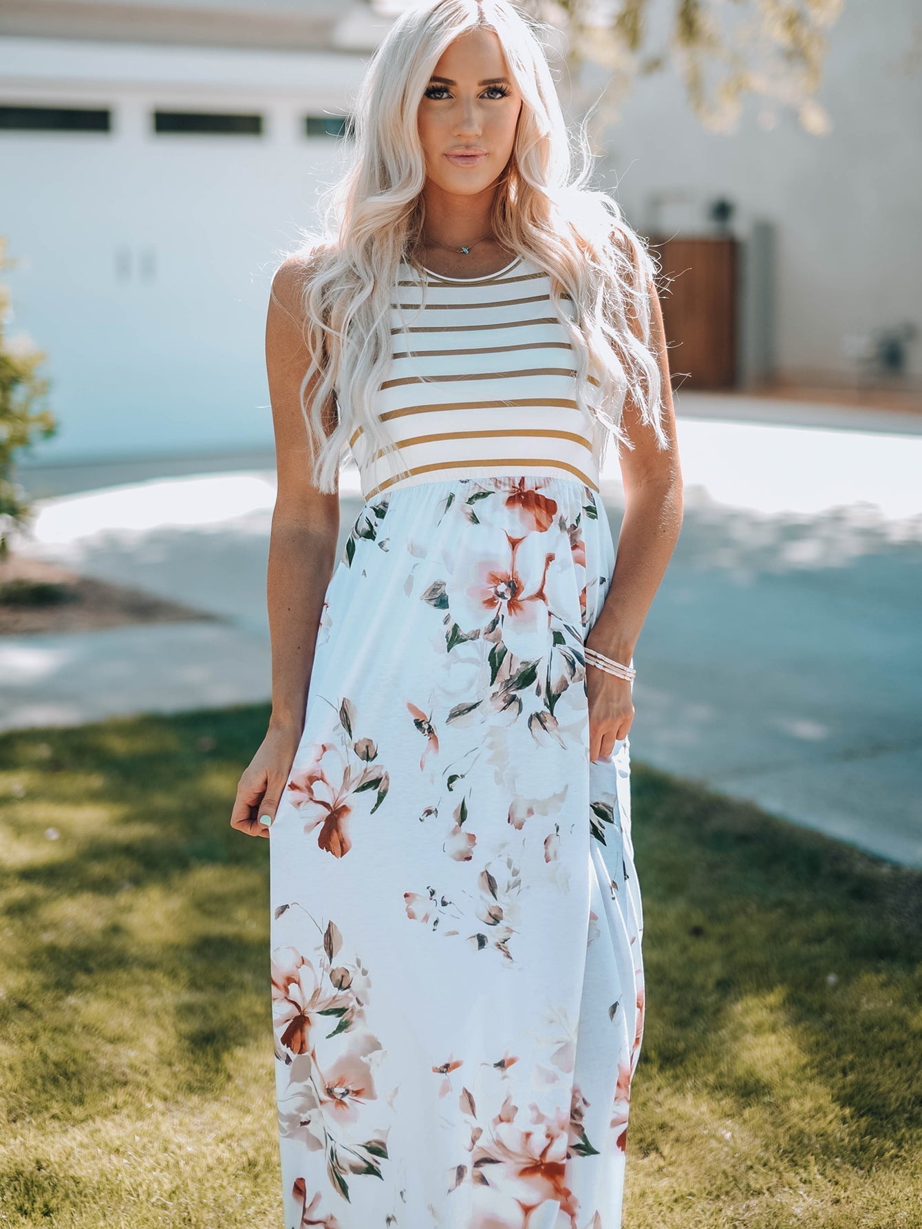 One-Shoulder Pocket Print Maxi Dress