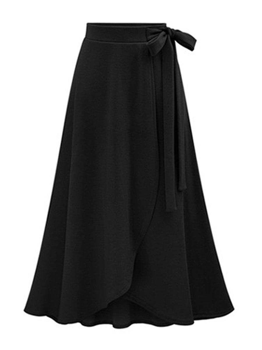 Midi Dresses - Tie Waisted A-Line Wrap Midi Dress - MsDressly