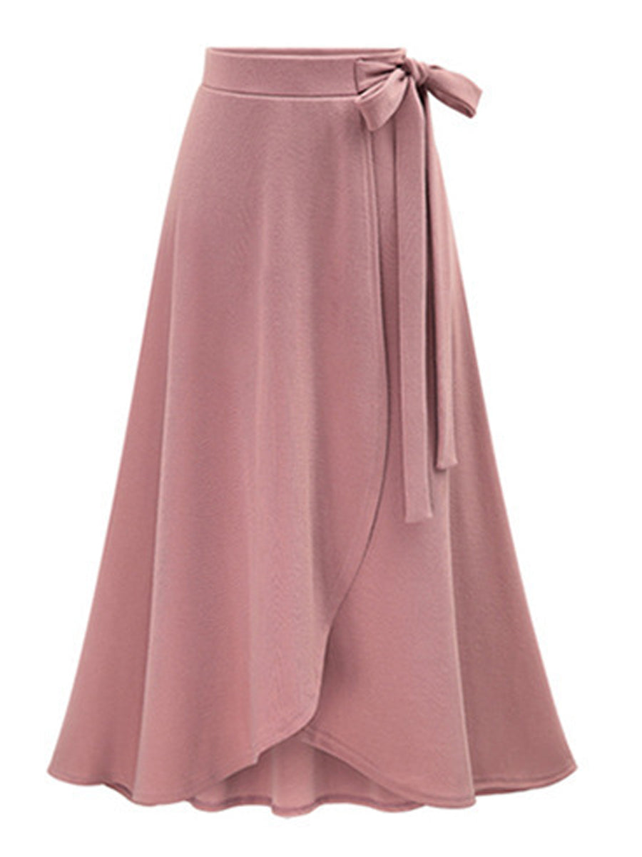 Midi Dresses - Tie Waisted A-Line Wrap Midi Dress - MsDressly