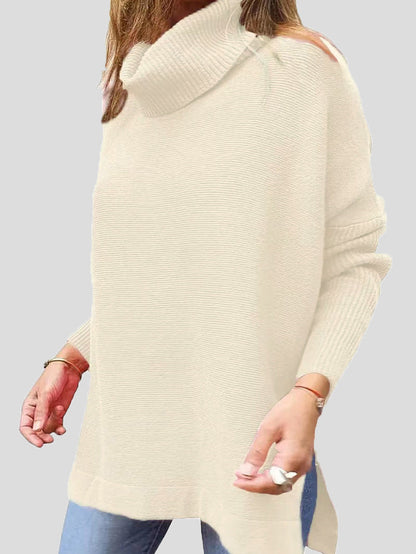 Women's Sweaters Turtleneck Pullover Long Sleeve Split Sweater - LuckyFash™