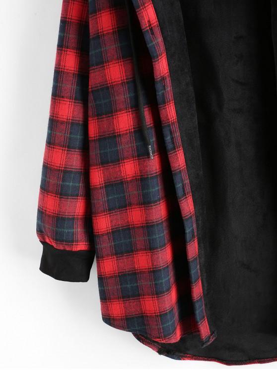 Plaid Button Up Pocket Hooded Coat - LuckyFash™