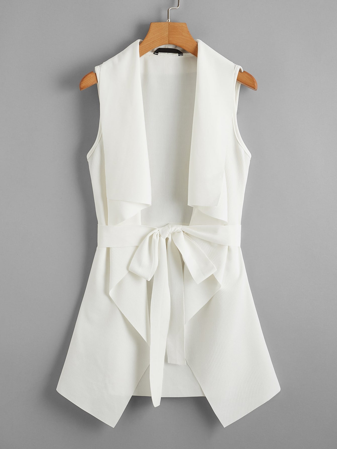 Draped Collar Self Belted Vest - LuckyFash™