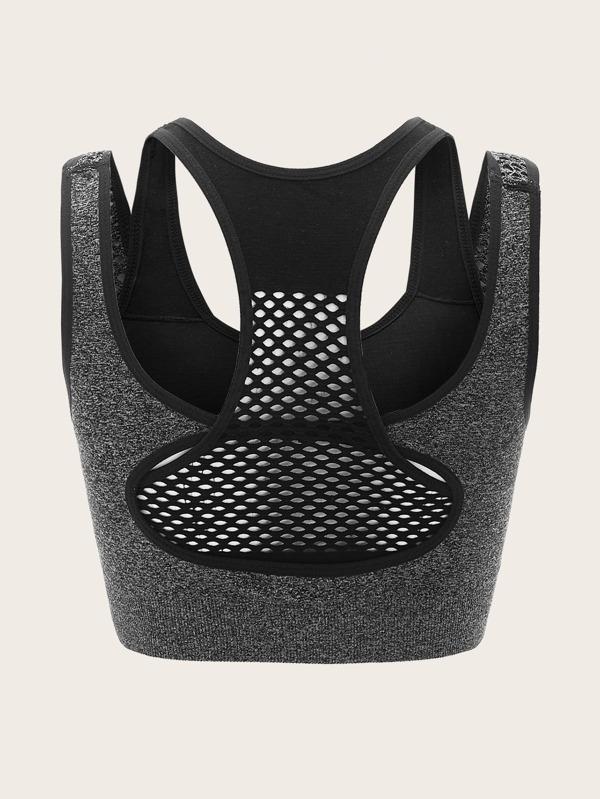 Medium Support Hollow Out False Two-piece Padded Sports Bra - LuckyFash™