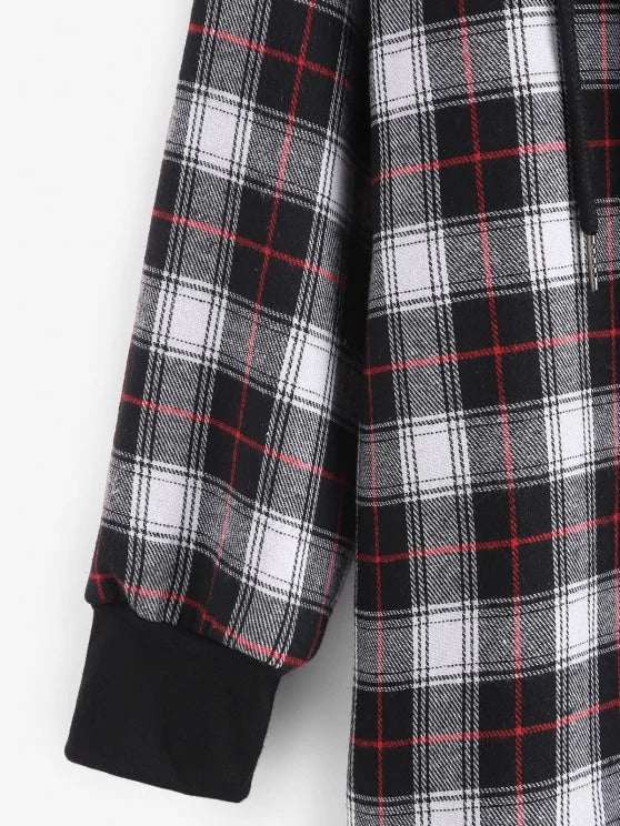 Plaid Button Up Pocket Hooded Coat - LuckyFash™