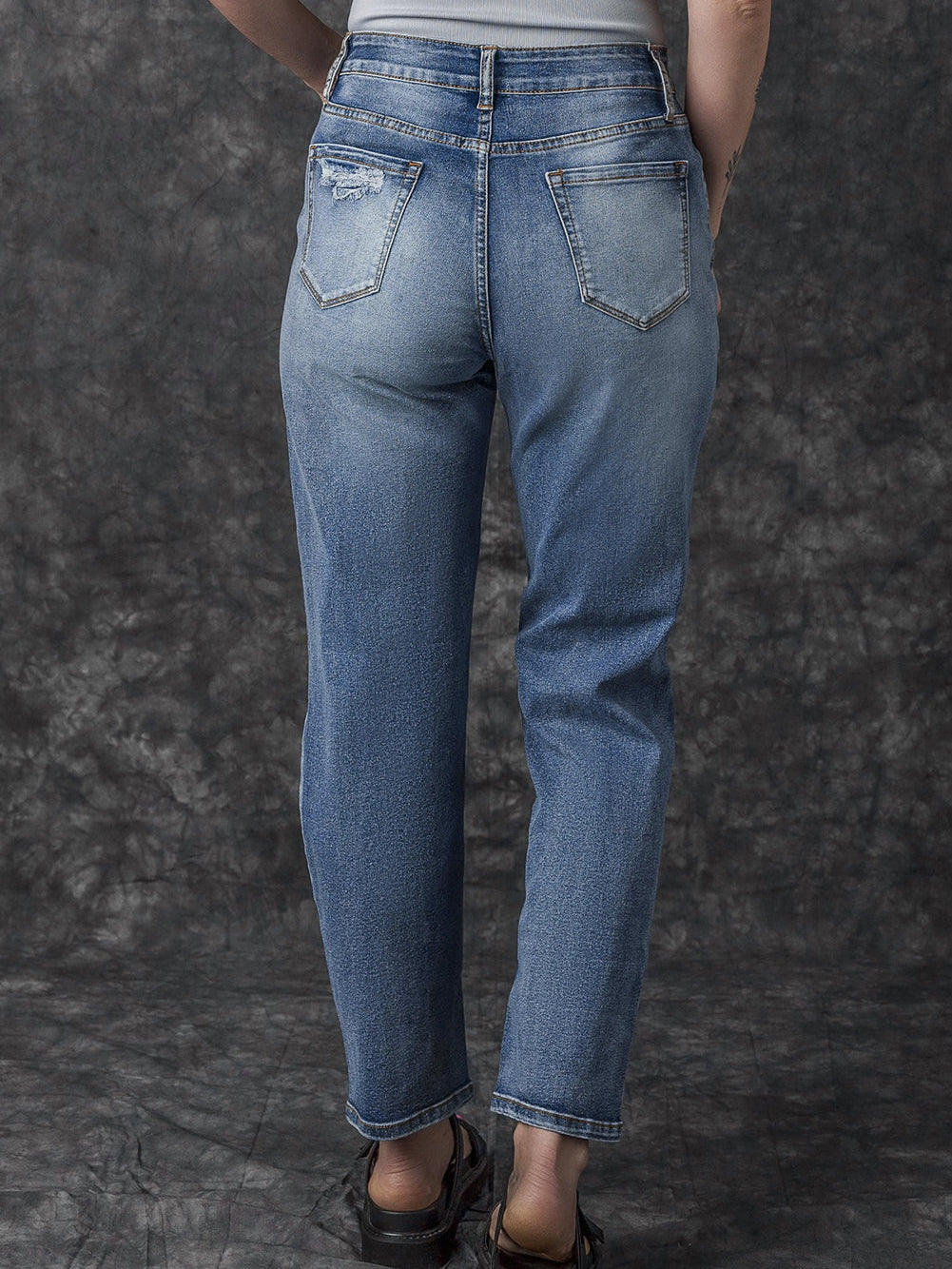 High Waist Ripped Raw Edge Comfort Loose Pants