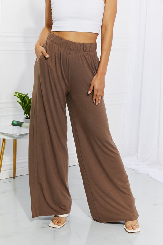 Zenana Coffee On My Mind Wide Leg Pants with Pockets