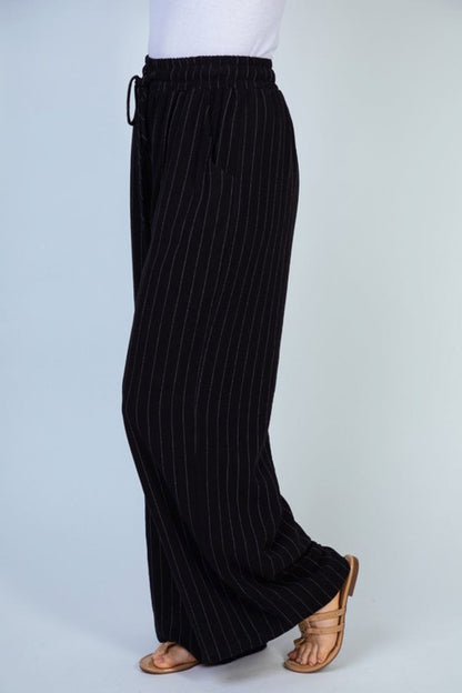 White Birch Finding Myself Full Size Striped Knit Pants in Black