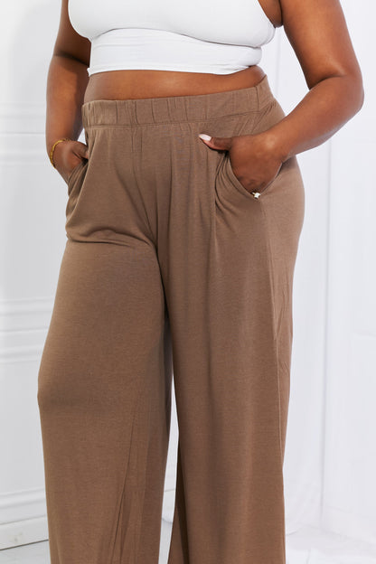 Zenana Coffee On My Mind Wide Leg Pants with Pockets