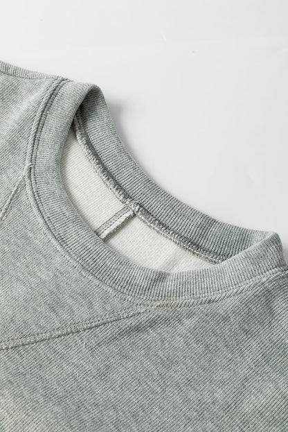 Medium Grey Side Split Drop Shoulder Oversized Sweatshirt