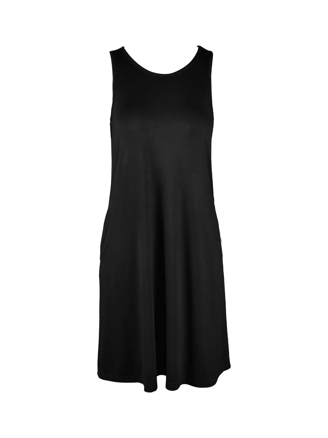 Solid Color Sleeveless Tee Dress, Casual Sun Tank Dress For Spring & Summer, Women's Clothing