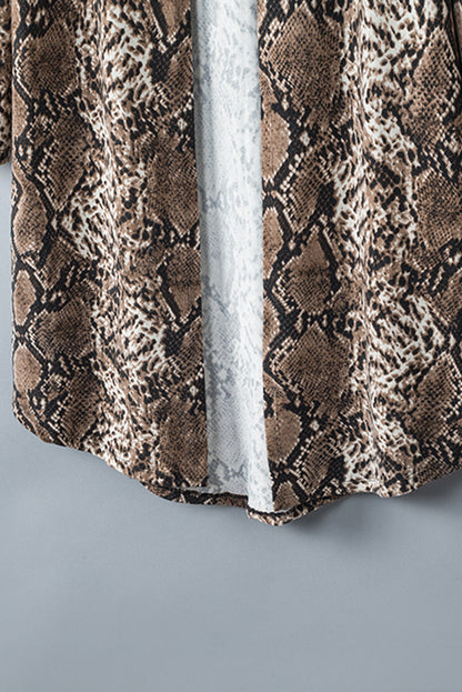 Snake Print Lapel Long Sleeve Slim Blazer