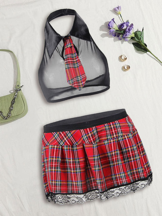 Women's Super Short Mini Plaid Skirt With Tie - LuckyFash™