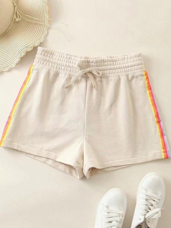 Rainbow Side Drawstring High Waisted Shorts - LuckyFash™