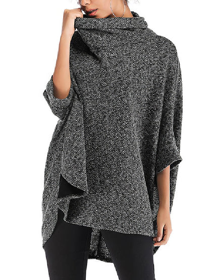 Sweaters - Large Size Irregular Cape Turtleneck Lazy Wind Sweater - MsDressly