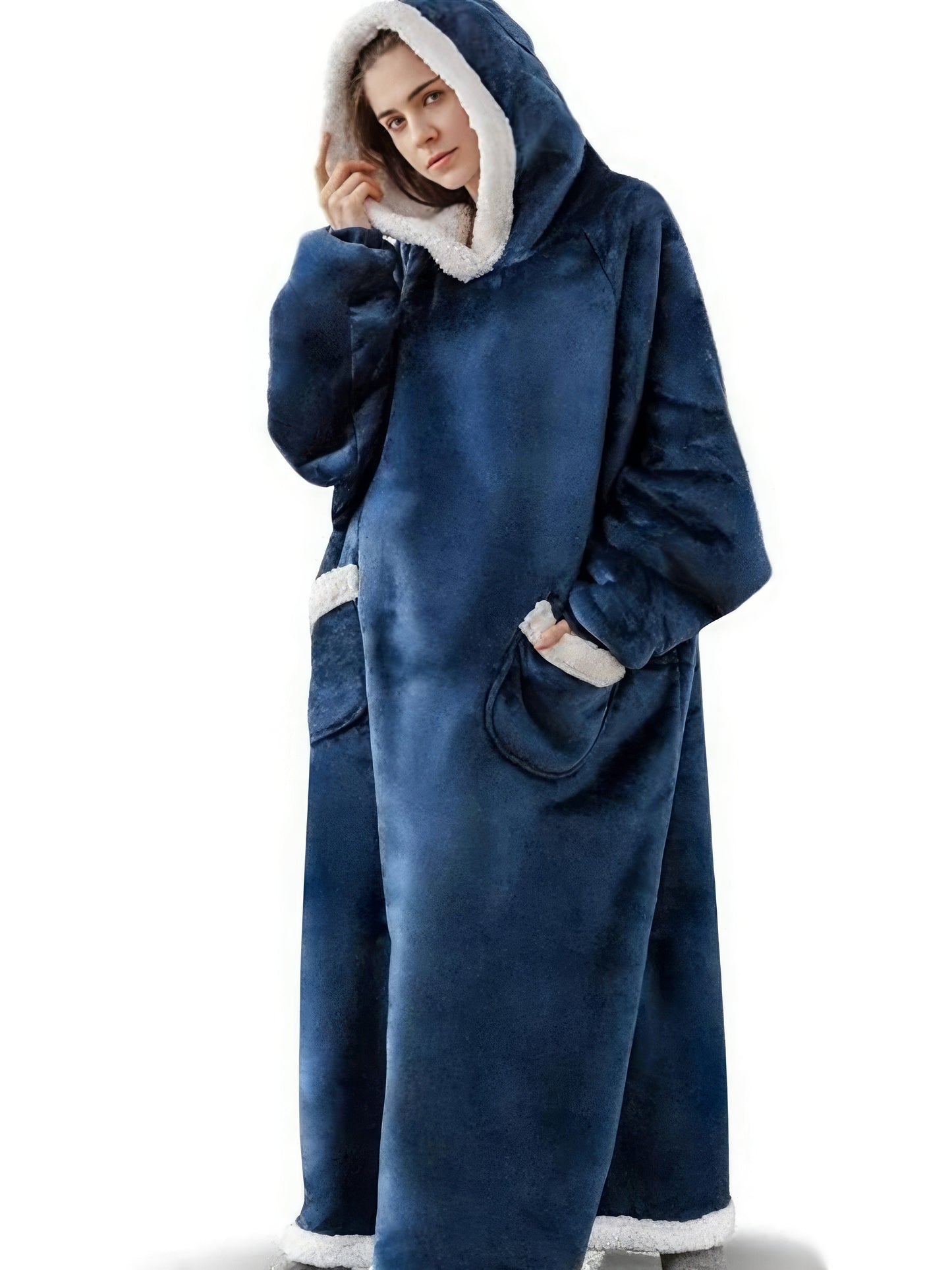 Oversized Wearable Blanket Flannel Thick Soft Warm Long Pajama