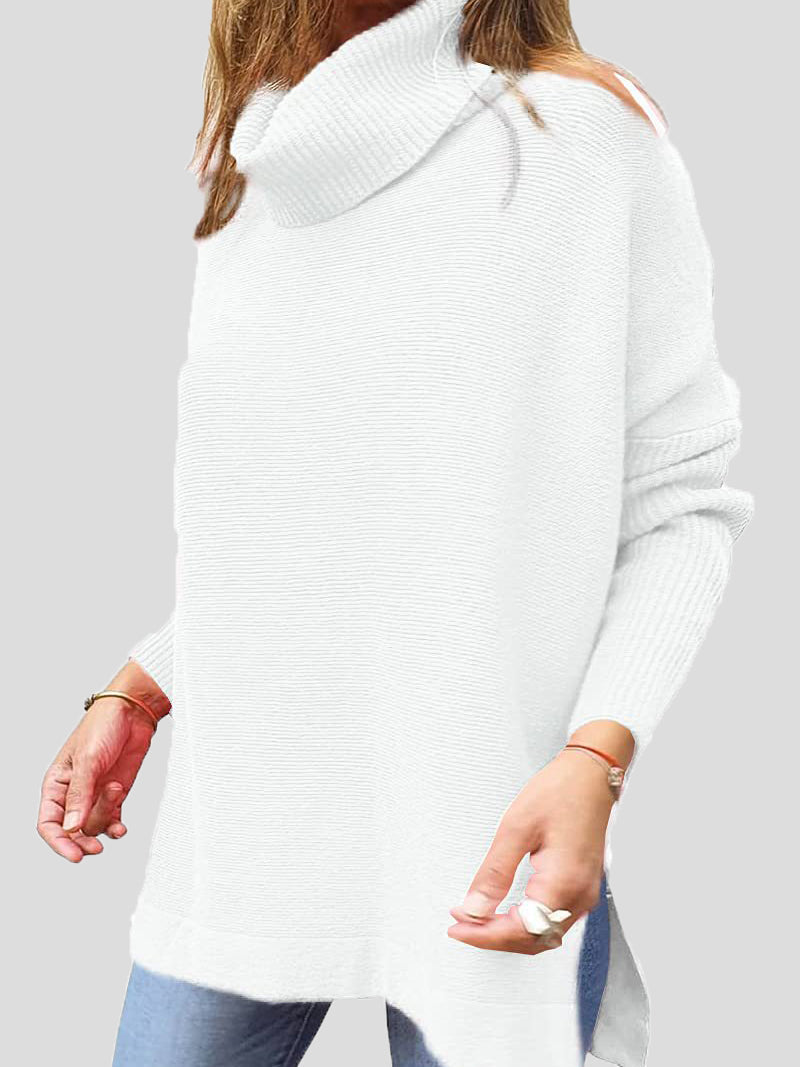 Women's Sweaters Turtleneck Pullover Long Sleeve Split Sweater - LuckyFash™