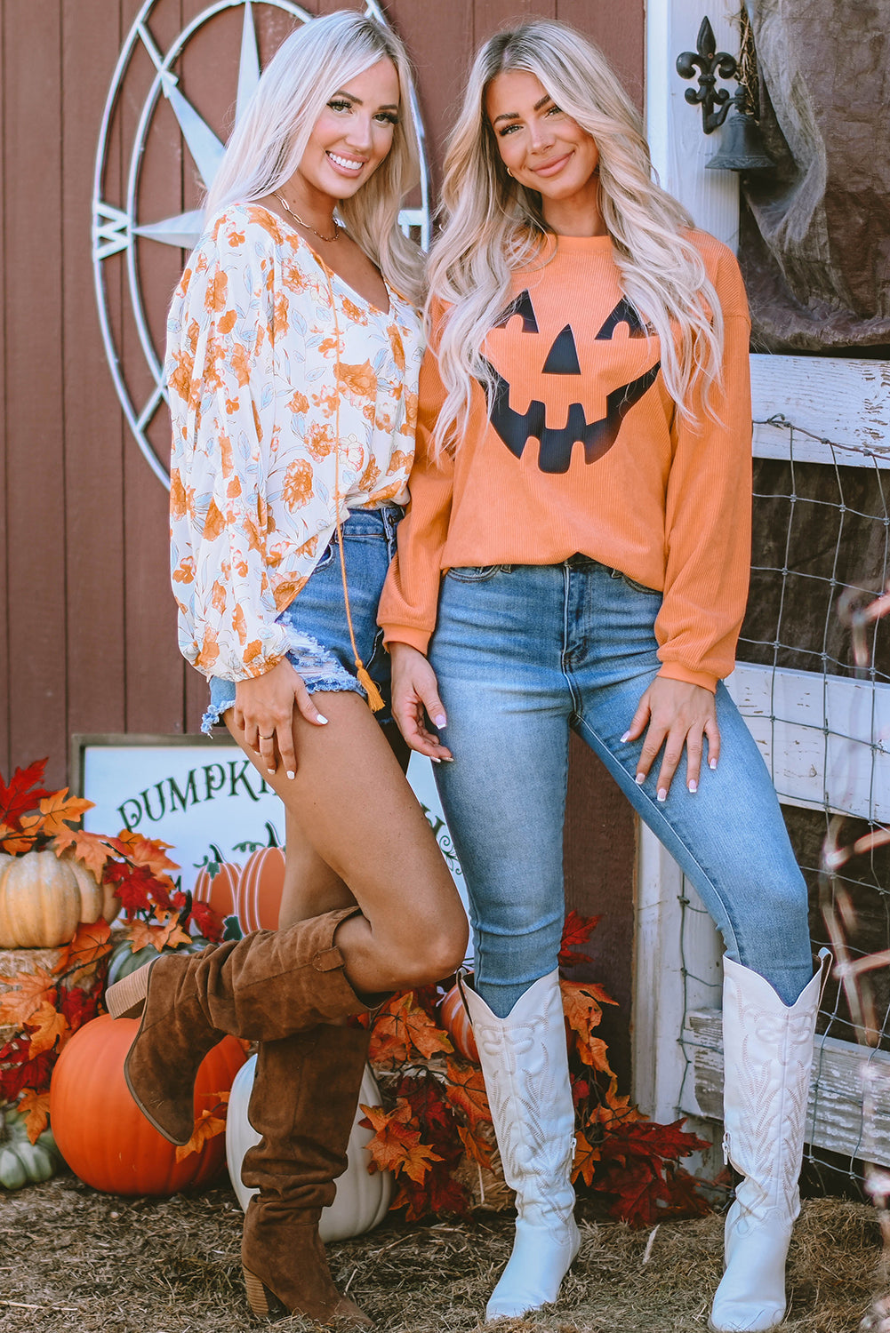 Orange Pumpkin Smile Face Graphic Sweatshirt