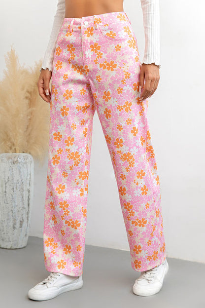 Double Take Buttoned High Waist Long Pants