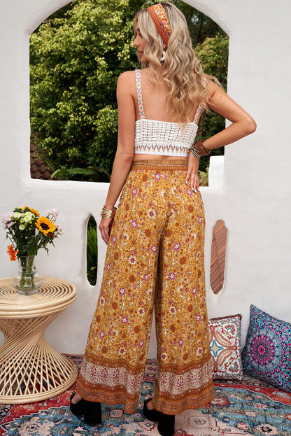 Bohemian Wide Leg Belted Pants