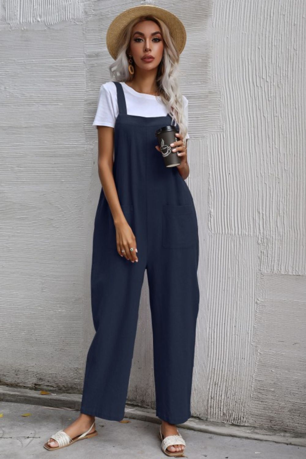 Wide Leg Overalls with Front Pockets