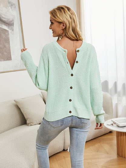 Double Take Button Down Rib-Knit Reversible Sweater