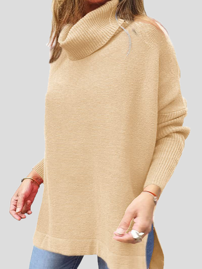 Women's Sweaters Turtleneck Pullover Long Sleeve Split Sweater - LuckyFash™