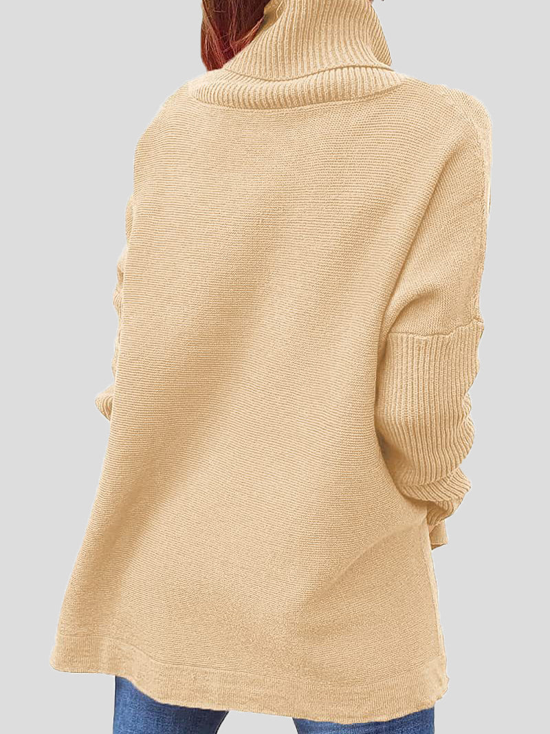 Women's Sweaters Turtleneck Pullover Long Sleeve Split Sweater - LuckyFash™