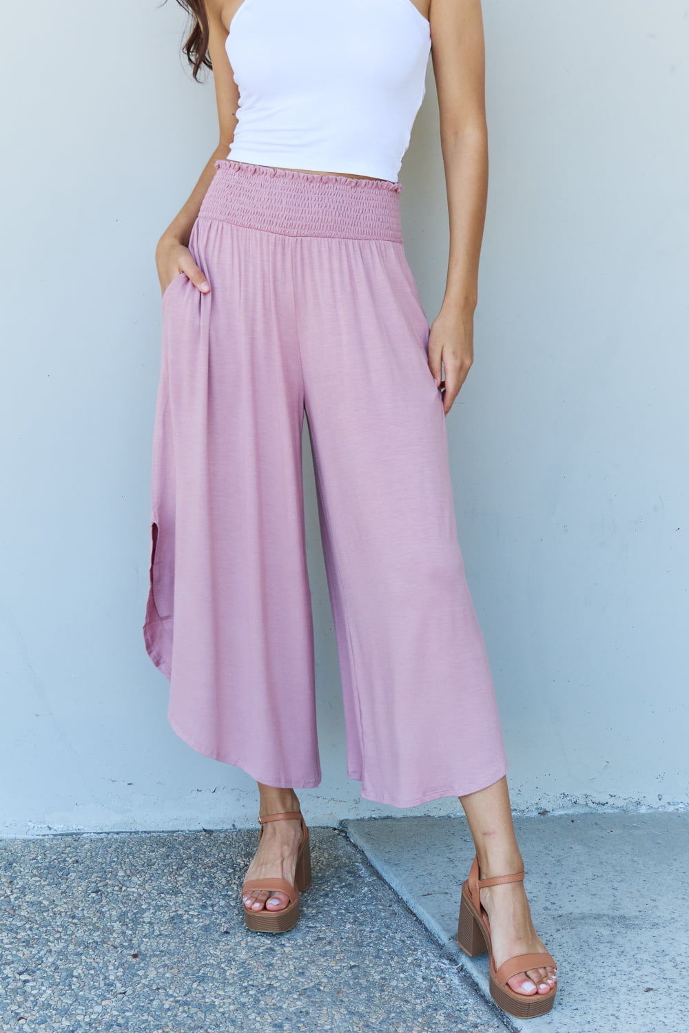 ODDI Full Size Wide Leg Palazzo Pants in Lavender