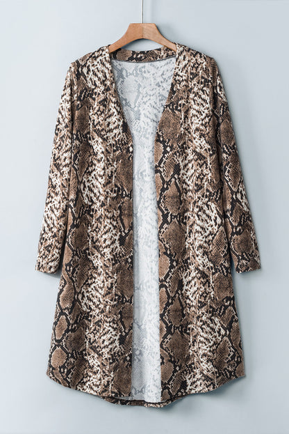 Snake Print Lapel Long Sleeve Slim Blazer