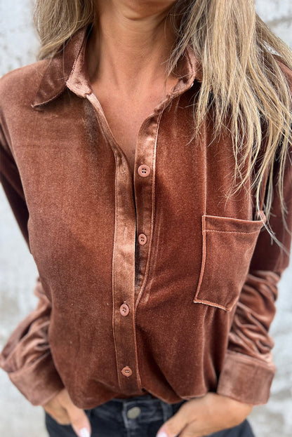 Chestnut Chest Pocket Velvet Shirt