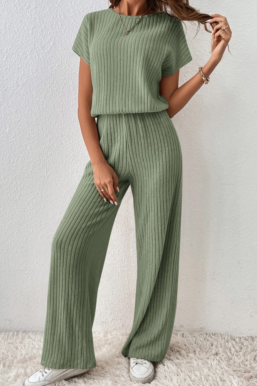 Casual Loose Solid Color Sleeveless Set