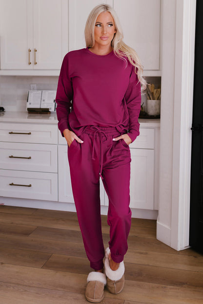 Color Long Sleeve Long Pants Pajamas Set