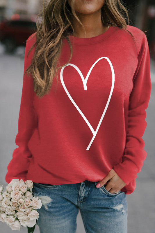 Fiery Red Simple Heart Graphic Valentine's Sweatshirt