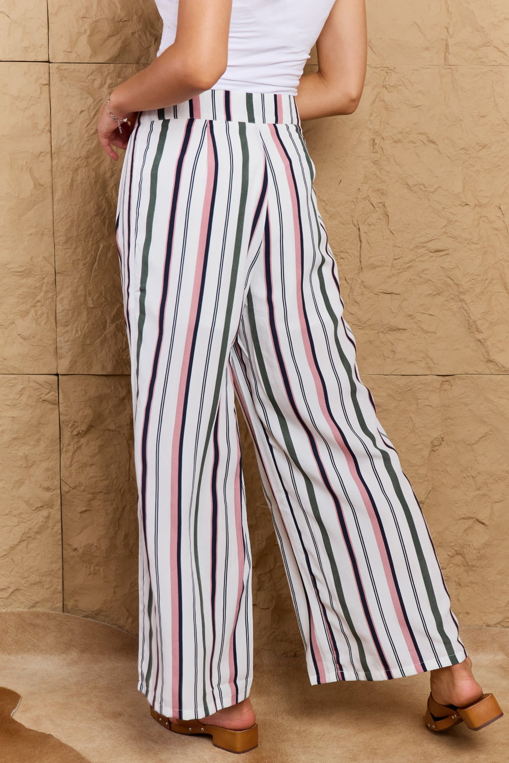 OOTD All Eyes On Me Button Front Striped Wide Leg Pants