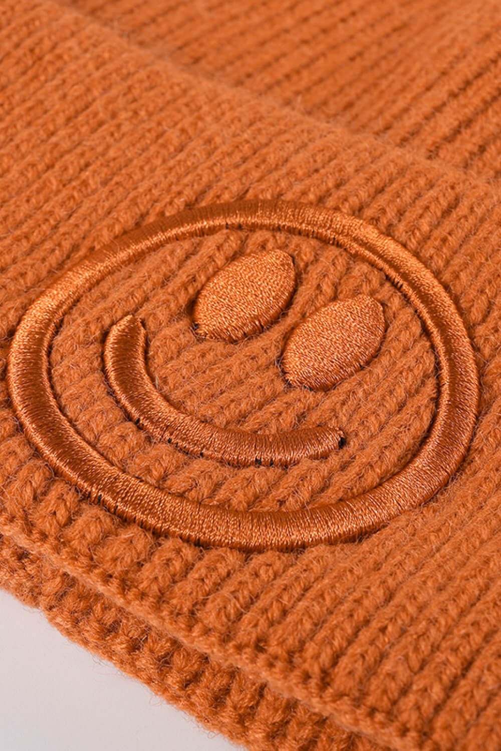 Smiley Face Rib-Knit Beanie