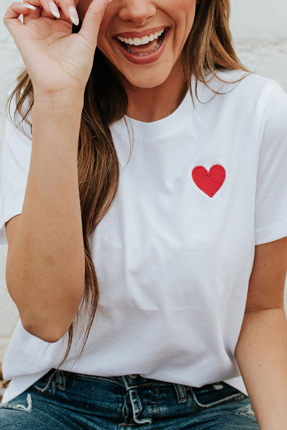 White Valentines Heart Pattern T Shirt