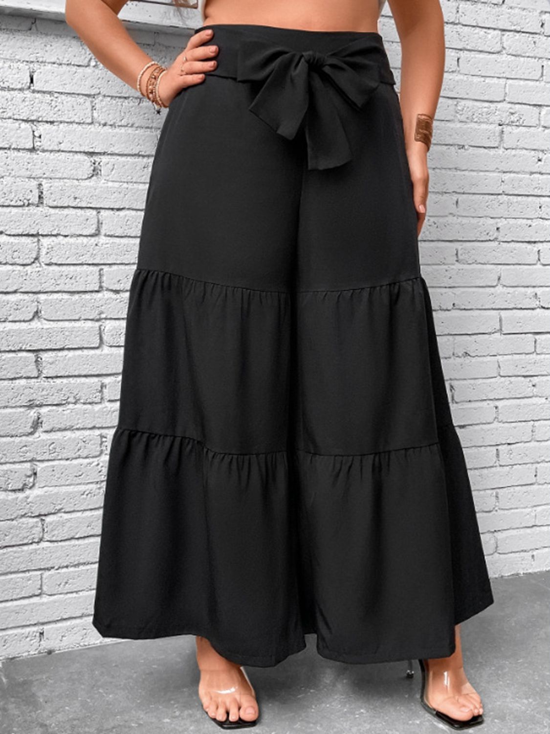 Plus Size Tiered Wide Leg Pants