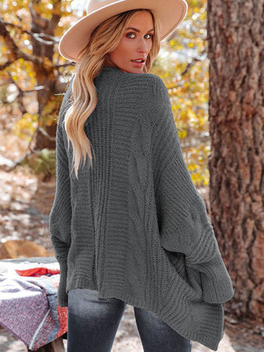 Sweaters - Loose And Cozy V Neck Cable Knit Sweater - MsDressly