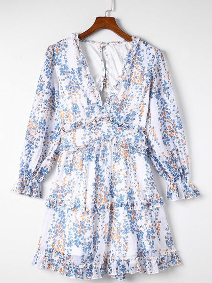 Layered Hem Floral Print Mini Dress