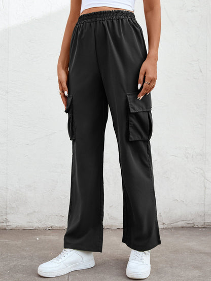 Elastic Waist Straight Leg Cargo Pants