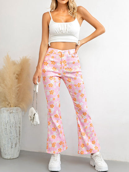 Printed High Waist Flare Pants