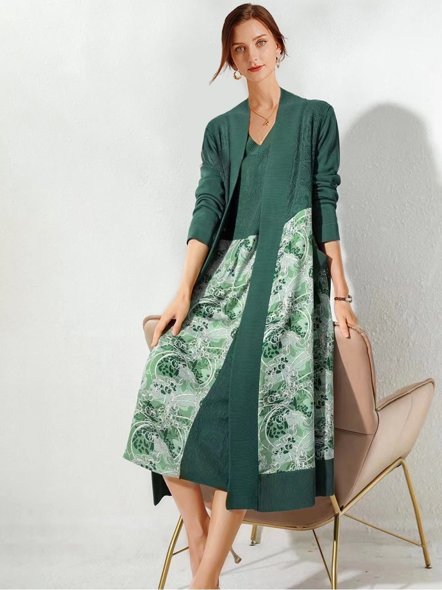 Midi Dresses - Elegant Loose Contrasting Color Midi Dress - MsDressly