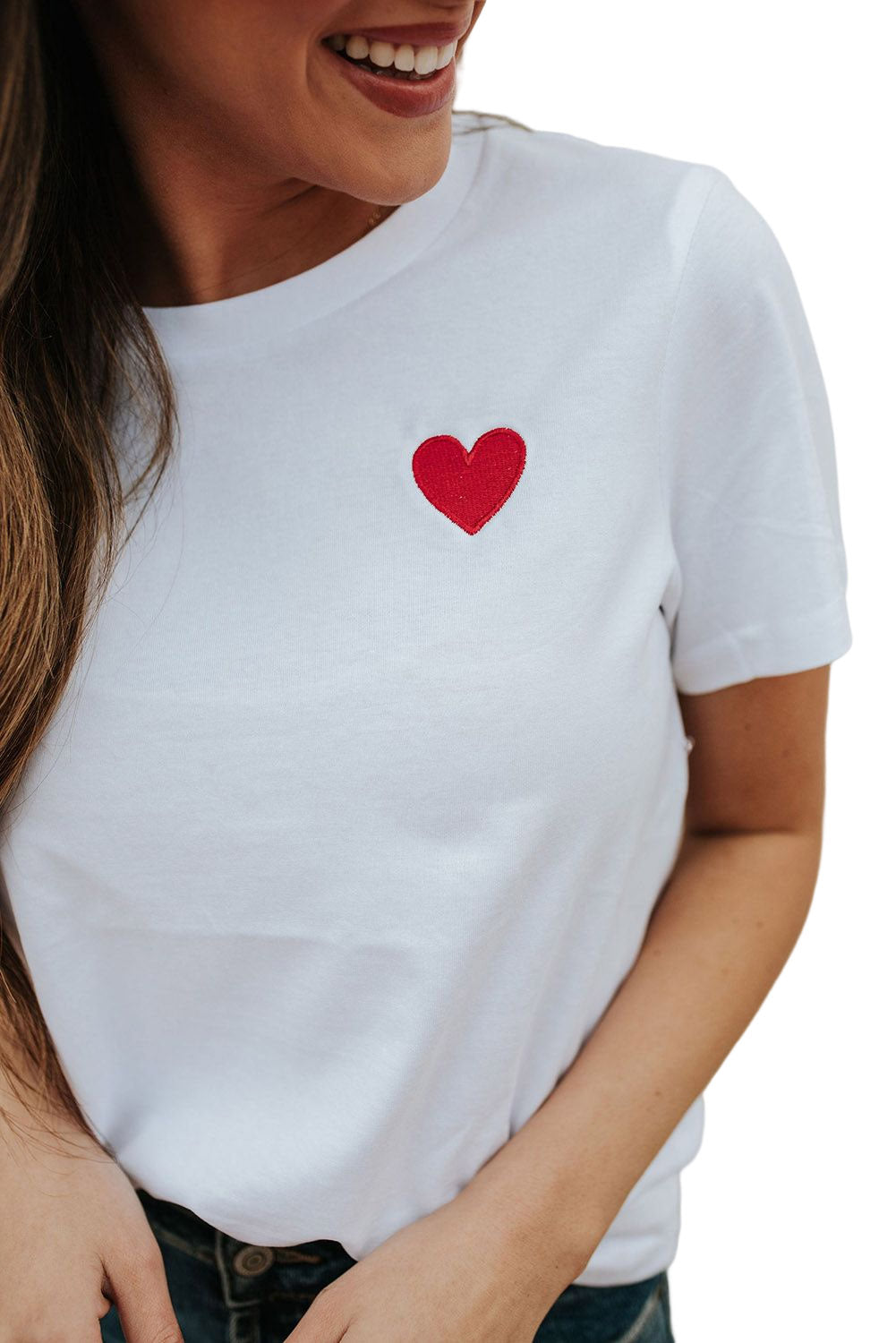 White Valentines Heart Pattern T Shirt