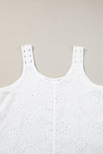 White Eyelet Embroidery Tank Top