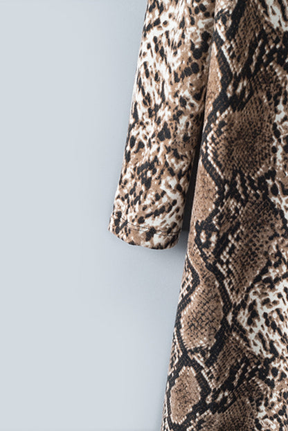 Snake Print Lapel Long Sleeve Slim Blazer