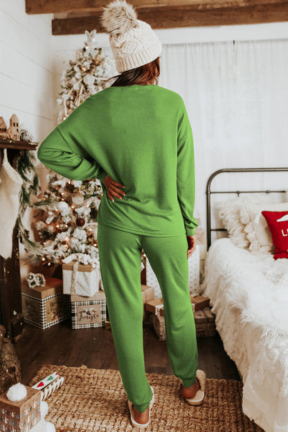 Festive Green Sequin Candy Cane Lounge Set