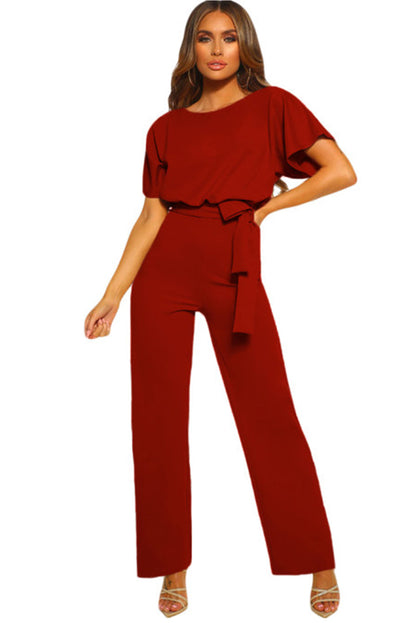 Stylish Off Shoulder Jumpsuit with Long Straight Pants